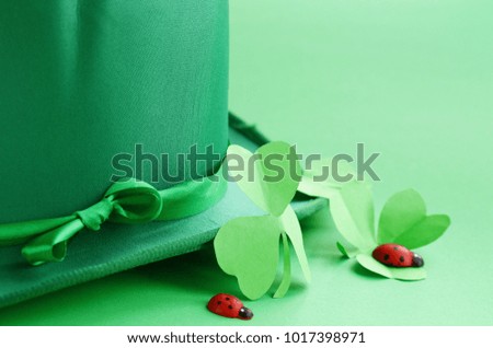 Feast of St. Patrick's Day green background with symbols
