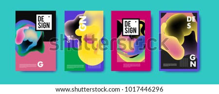Abstract colorful liquid and fluid colors background for poster design. Blue, yellow, red, orange, pink and green. Vector banner poster template in Eps10.