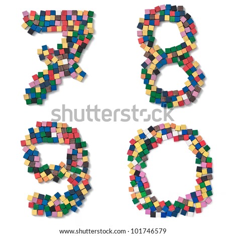 7890 children alphabet and numbers build with wooden blocks complete Font available