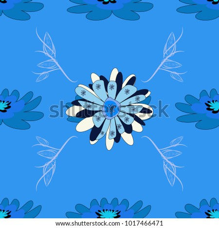 Vector illustration. Seamless background floral pattern. Abstract flowers in black, gray and blue colors.