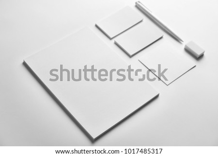 Blank items as mockups for branding on white background