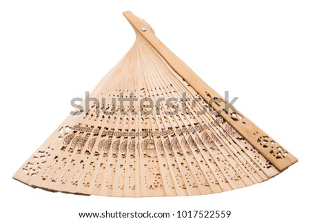 wooden fan on a white background
