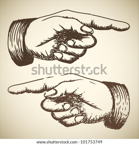 Vector retro Vintage pointing hand drawing