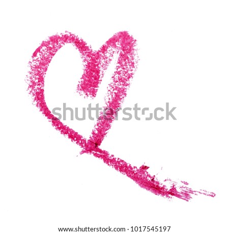 Red color lipstick paint in heart shape on background