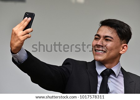 Selfie Of Diverse Business Man Entrepreneur Wearing Suit And Tie