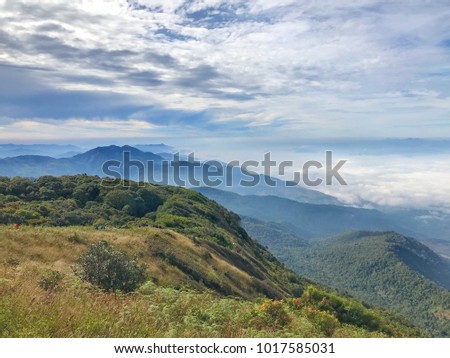 View of the mountain with a beautiful cloud.