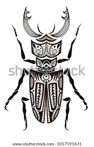 silhouette of a beetle with long horns