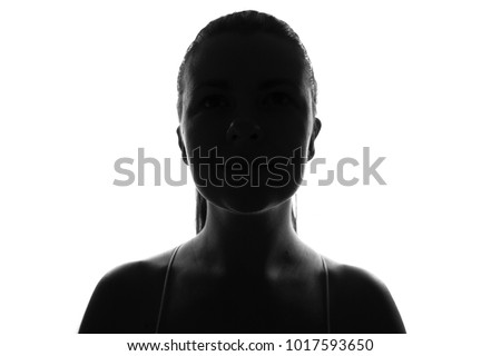 Female person silhouette,back lit light Royalty-Free Stock Photo #1017593650