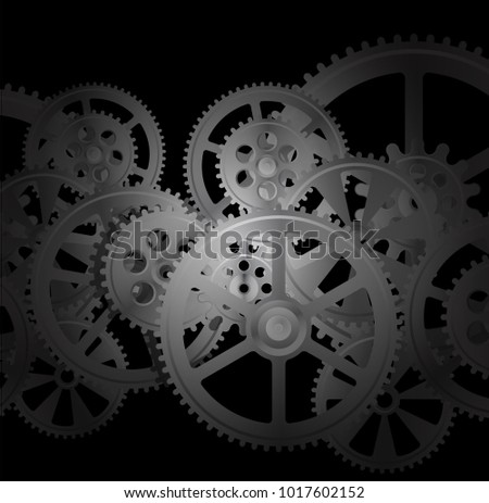steel gears on a black background,  illustration clip-art