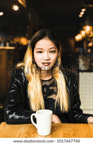 Blond Asian Girl & Coffee