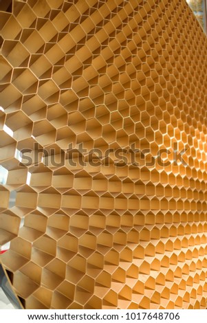 decorative wall of honeycombs