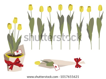 Spring flower gift clip art.
Illustration of tulips.
Spring flower material collection.