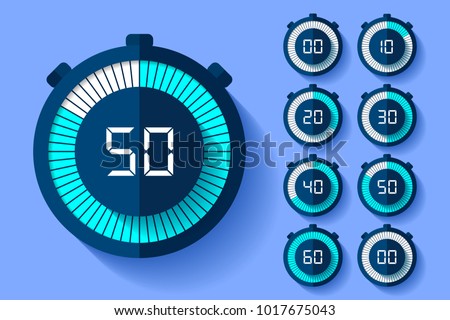Stopwatch icons set in flat style, timers on color background. Sport clock. Vector design element for your business project Royalty-Free Stock Photo #1017675043
