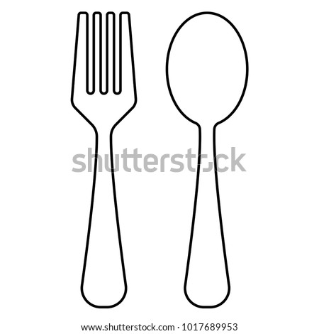 spoon and fork icon outline vector