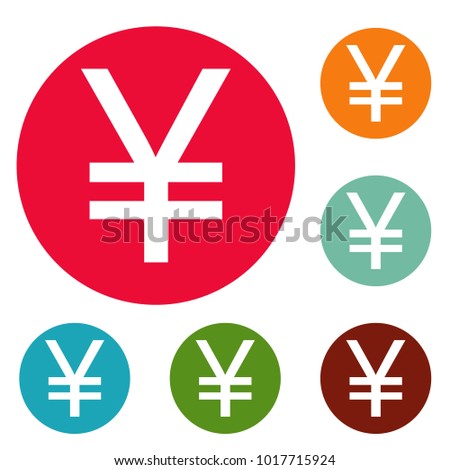 Yen symbol icons circle set vector isolated on white background