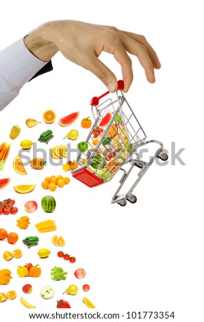 Food products flying out of shopping cart