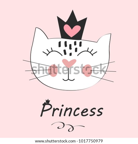 cute cat vector.T-shirt Print.Love cards.Valentine's Day.animal print.Children illustration for School books and more.Separate Objects.cartoon character.animal love.little princess.pussycat vector