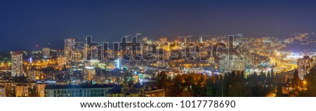 Panoramic view of the city of Sochi late at night. Russia.