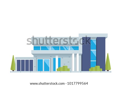 Modern Isolated Luxury Contemporary House Building Illustration