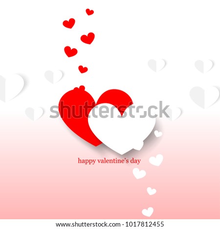 Overlapping Hearts for Valentine's Day. Minimalist Creative Design Concept. Stock Vector Illustration. Modern and Abstract Background