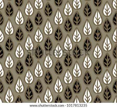 Abstract floral seamless pattern with ornamental leaves. Leaf white background. Floral line art wallpaper decor