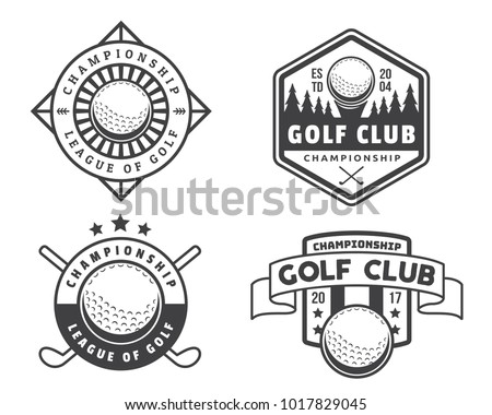 Modern Black And White Golf Badge Logo Illustration Set