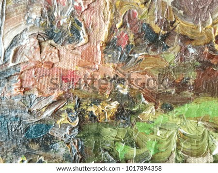 Cracked oil paint multicolored closeup abstract background