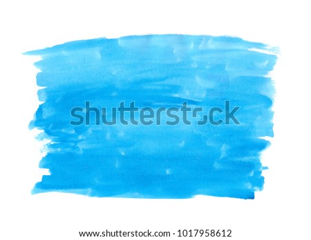 Abstract texture brush ink background blue aquarel watercolor splash hand paint on white background