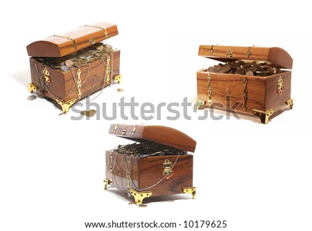 Treasure chests isolated on white background