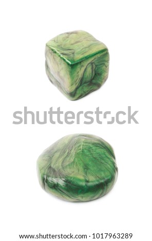 Smart hand putty plasticine playdough isolated over the white background , set of several different foreshortenings