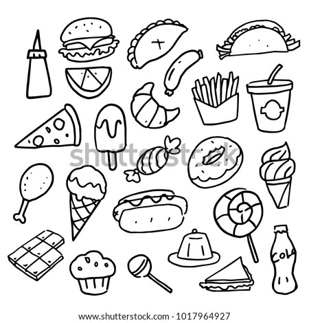 doodle food set, vector