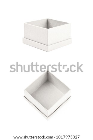 Paper gift box isolated over the white background, set of two different foreshortenings