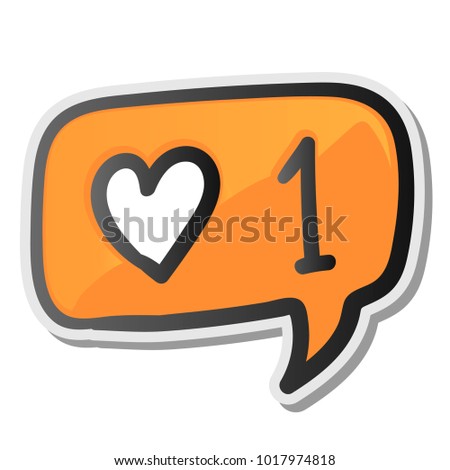 Speech bubble sticker with hearts like counter notification