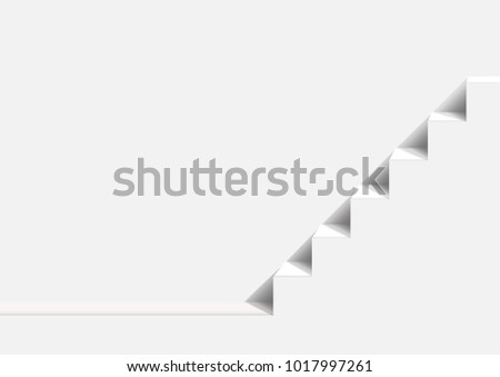 Pure white stair.Chasing shadows intensity.Vector illustration.