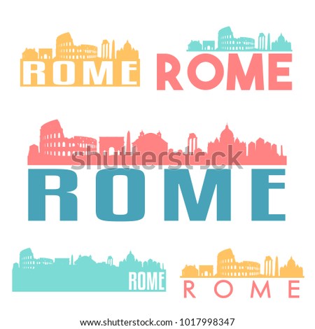 Rome Italy Flat Icon Skyline Vector Silhouette Design 