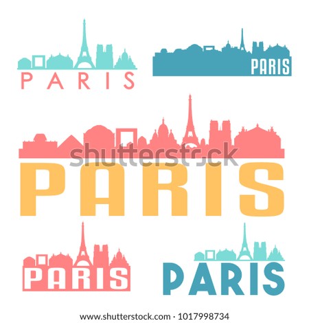 Paris France Flat Icon Skyline Vector Silhouette Design 