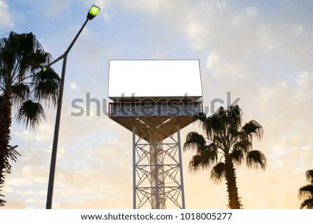 silhouette billboard with blank space for advertising at sunset