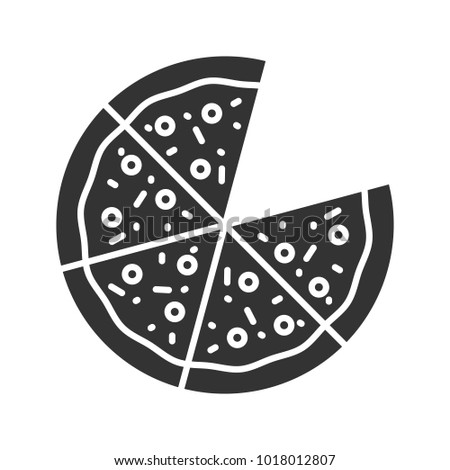 Pizza glyph icon. Silhouette symbol. Pizzeria sign. Negative space. Vector isolated illustration