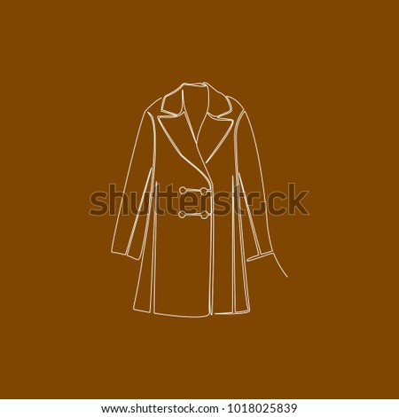 One white line hand draw of coat on brown background