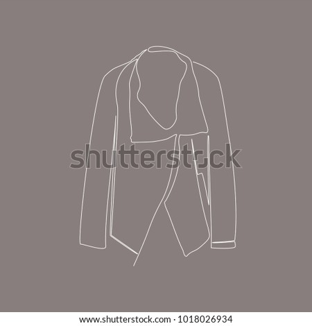 One white line hand draw of women jacket on gray background