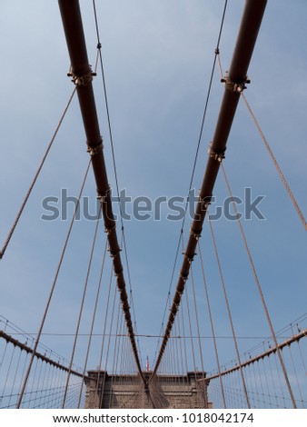 Structural details of the Brooklyn Bridge, New York.