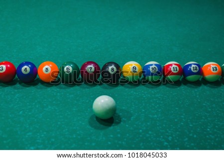 Billiard layers are placed in a row on a billiard table