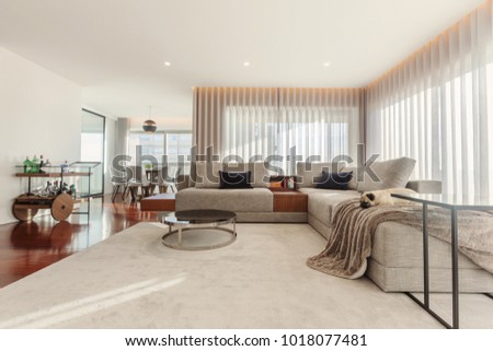 Modern living room interior  Royalty-Free Stock Photo #1018077481