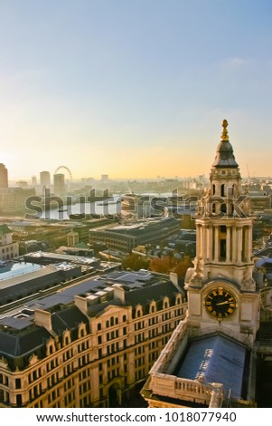 scenic view of cityscape at sunset from st. paul's cathedral london uk