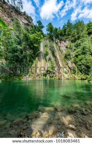Gebiz Serik, Antalya - Turkey. June 19, 2017. Ucansu Waterfall in  Gebiz Serik, Antalya - Turkey