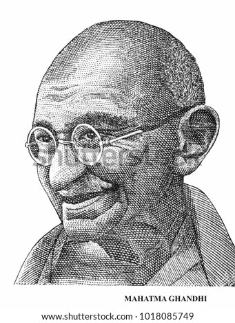 Mahatma Gandhi isolated on white background vertical Royalty-Free Stock Photo #1018085749