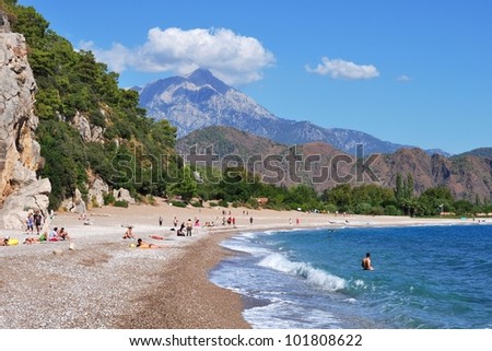 Olympos beach at Lycean Coast, Turkey Royalty-Free Stock Photo #101808622