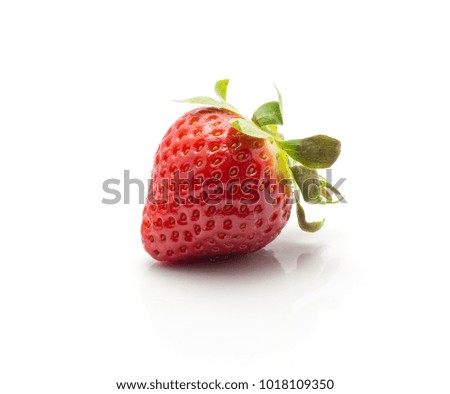 One garden strawberry isolated on white background ripe and fresh
