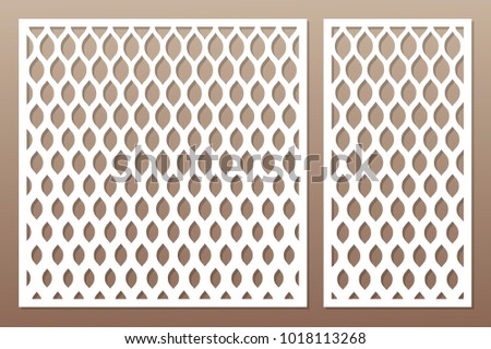 Template for cutting. Classic, geometric pattern. Laser cut. Set ratio 1:1, 1:2. Vector illustration.