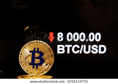 Bitcoin price and exchange rate drop to 8000 US dollars (eight thousands USD) - one of biggest fall and crisis on cryptocurrency market